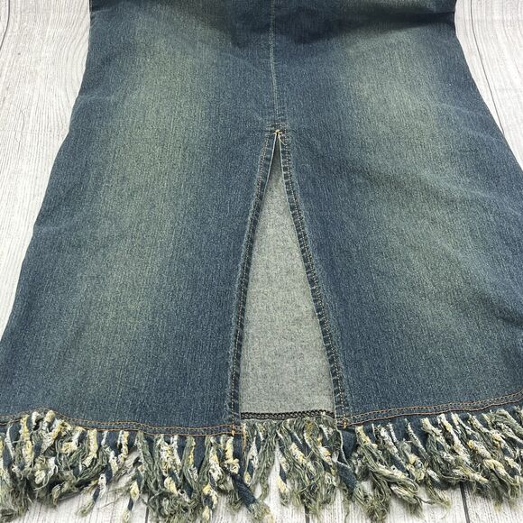Raw Hem Maxi Denim Shirt Dress‎ Size S Sleeveless V-Neck Retro 90’ Y2K - Picture 8 of 10